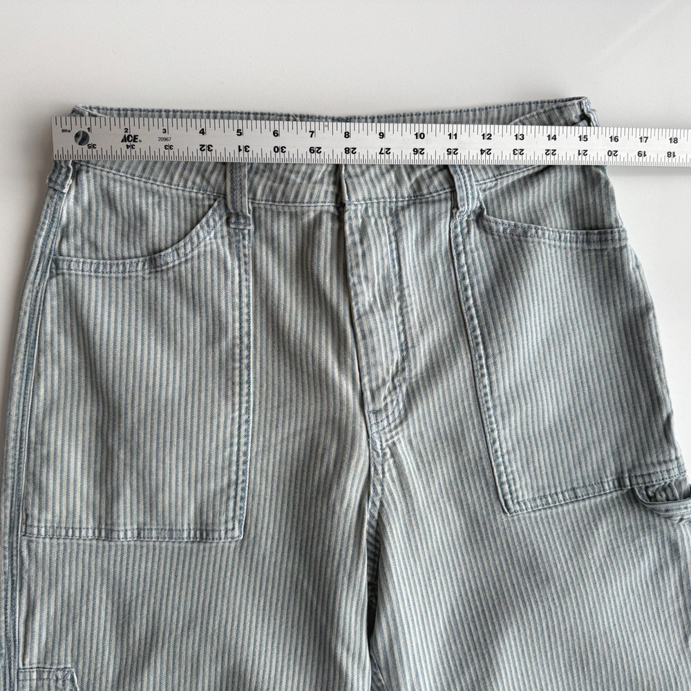 Pilcro‎ Anthropologie High Rise Railroad Stripe Wide Leg Carpenter Jeans sz 30 - Picture 9 of 9